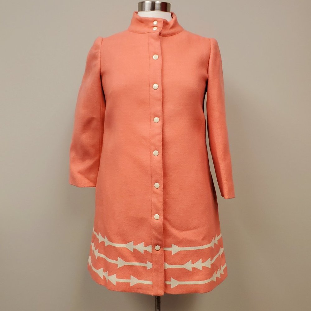 Anthropologie Lauren Moffatt Pink Wool Arrow Coat Sz S